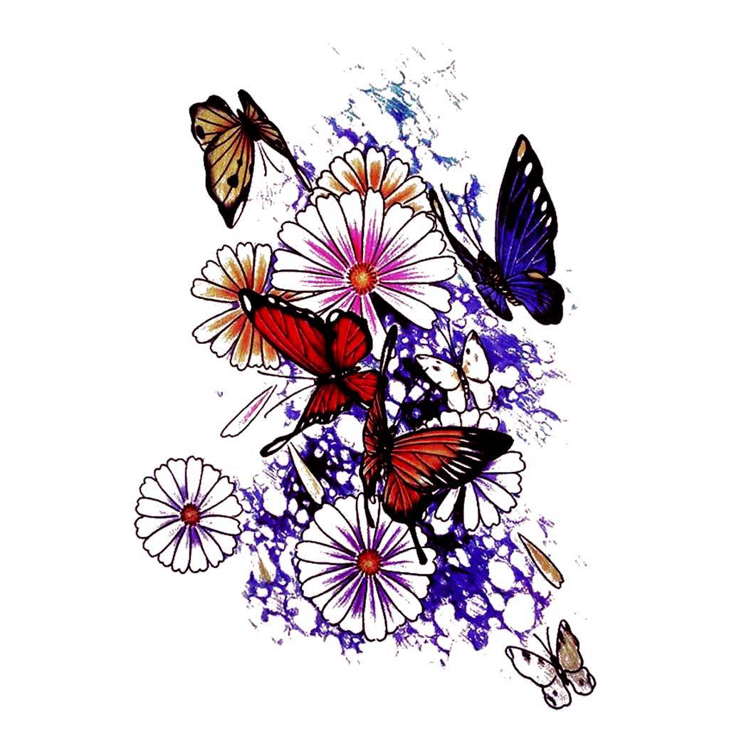 Daisies &amp; Butterflies Temporary Tattoo