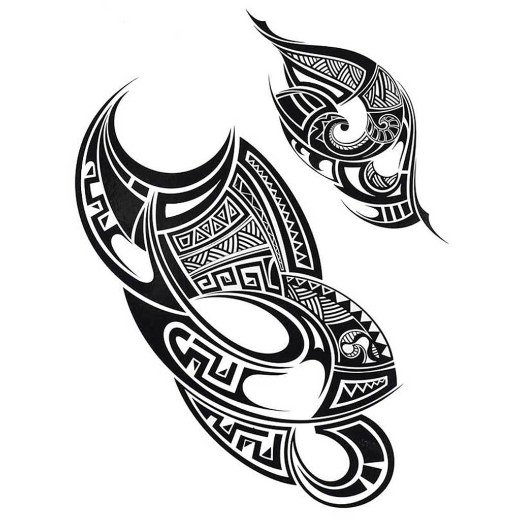 Samoan Waves Polynesian Maori Tribal Temporary Tattoo
