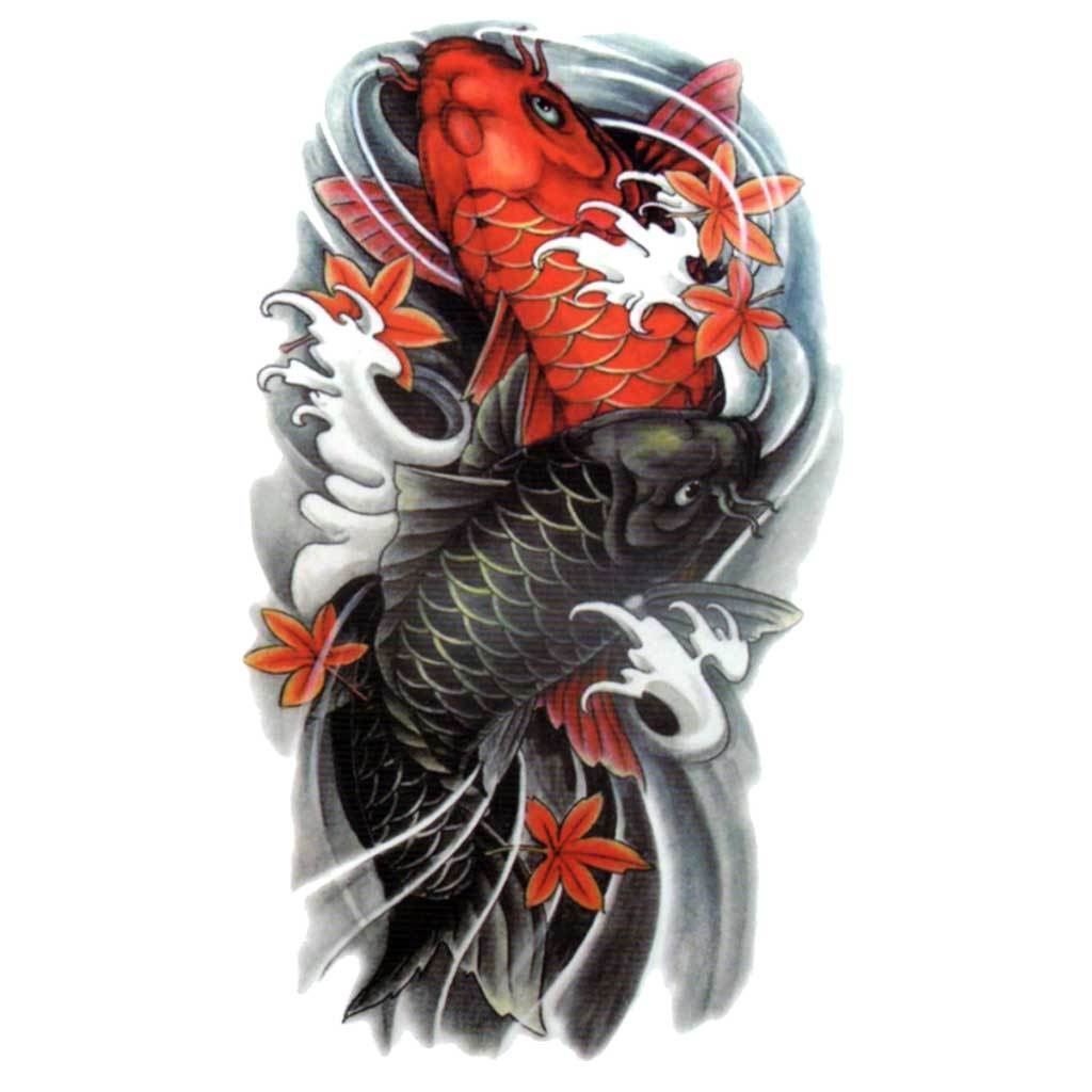 Japanese Koi Carps Temporary Tattoo 
