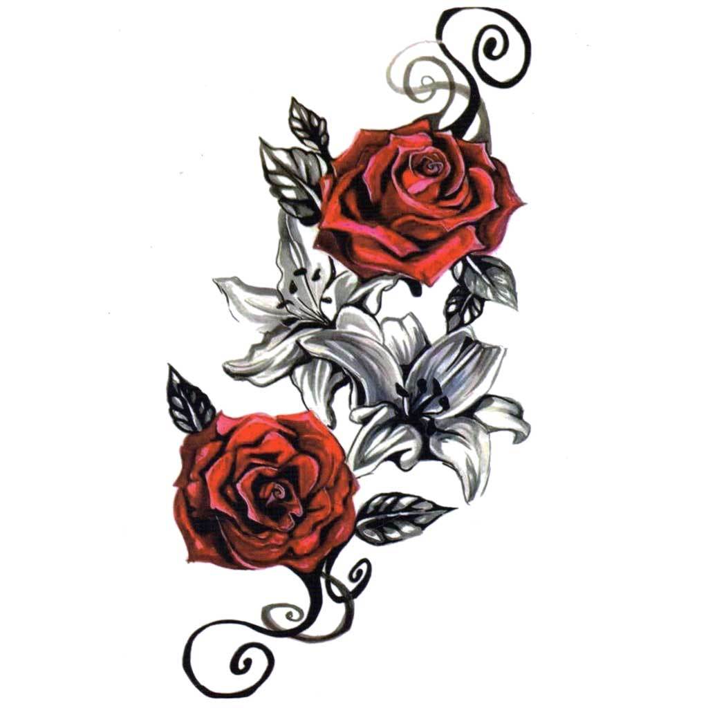 Roses &amp; Lilies Temporary Tattoo