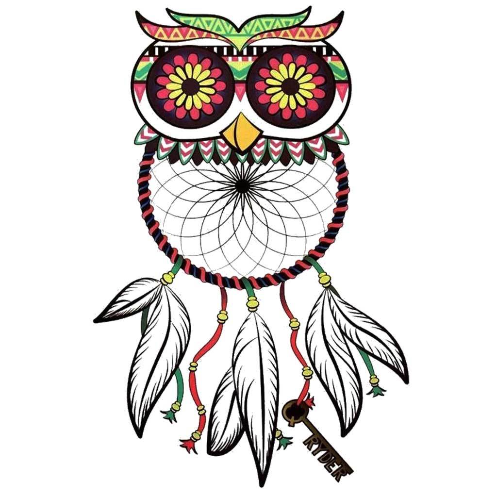 Sugar Owl Dreamcatcher Temporary Tattoo