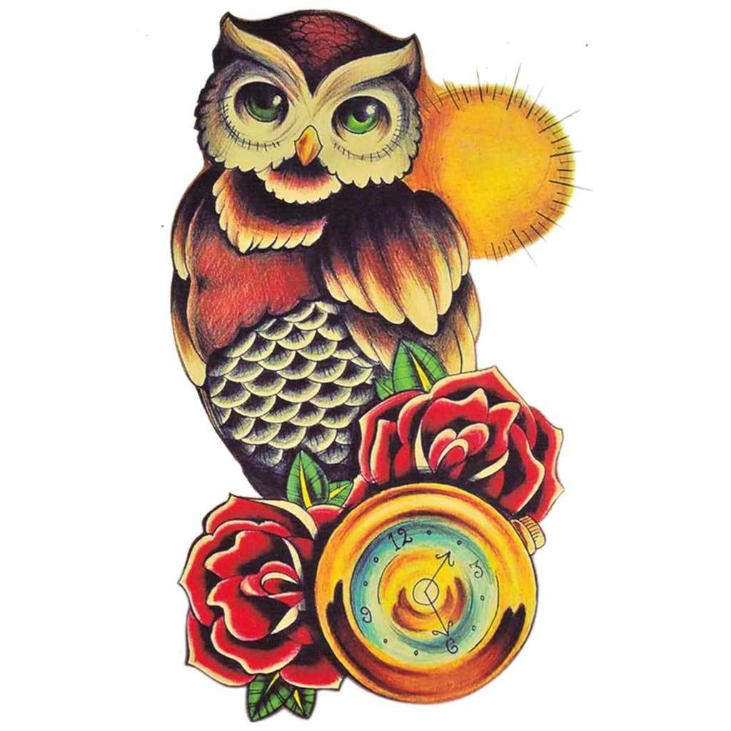Wise Old Hawk Owl Temporary Tattoo
