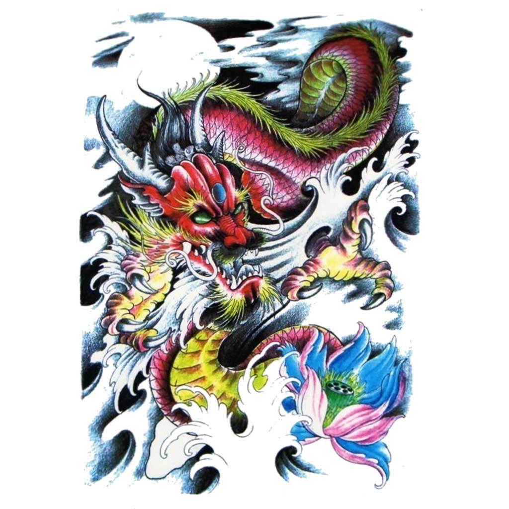 The Dragon & Lotus Temporary Tattoo