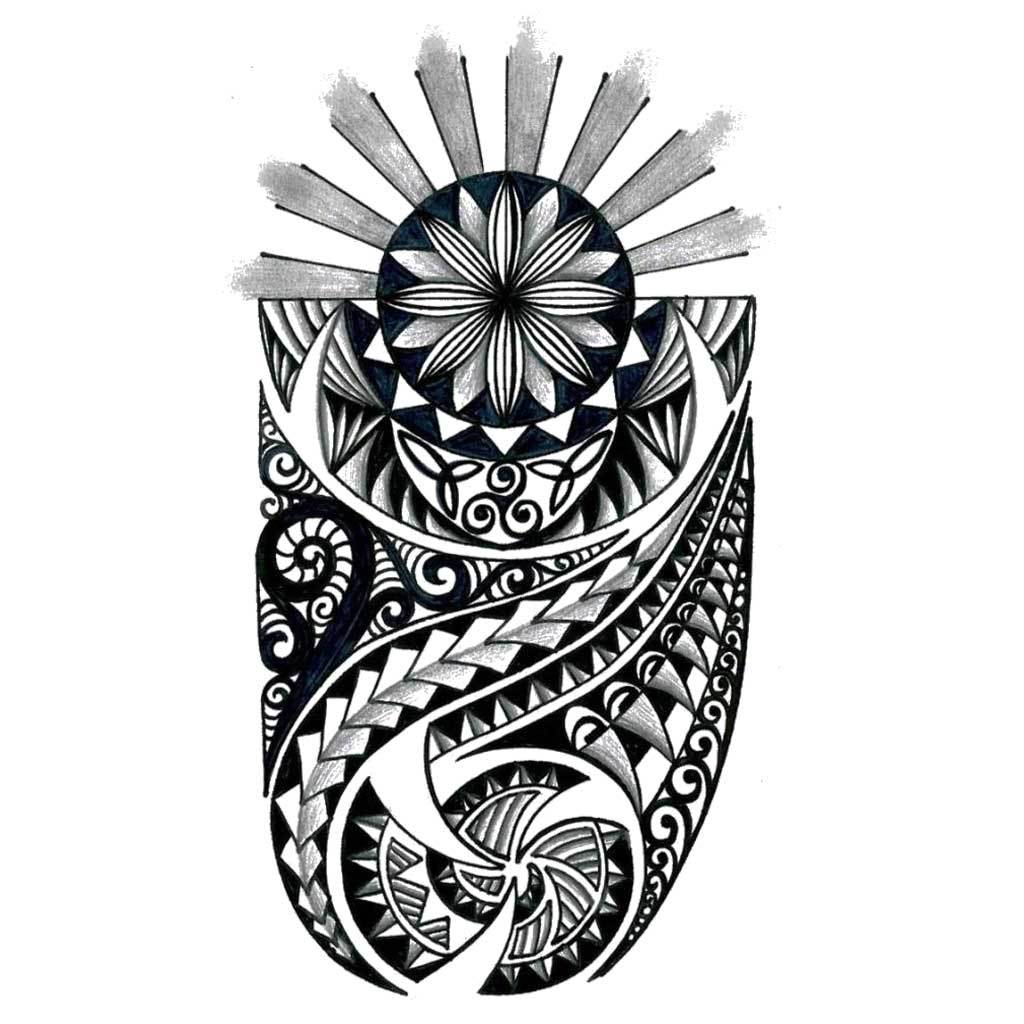 Polynesian Sun &amp; Earth Temporary Tattoo
