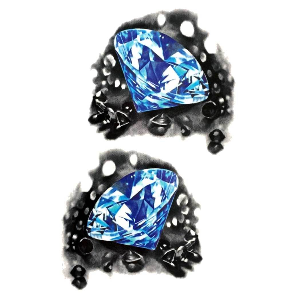 Blue Sapphires 3D Jewels Temporary Tattoo