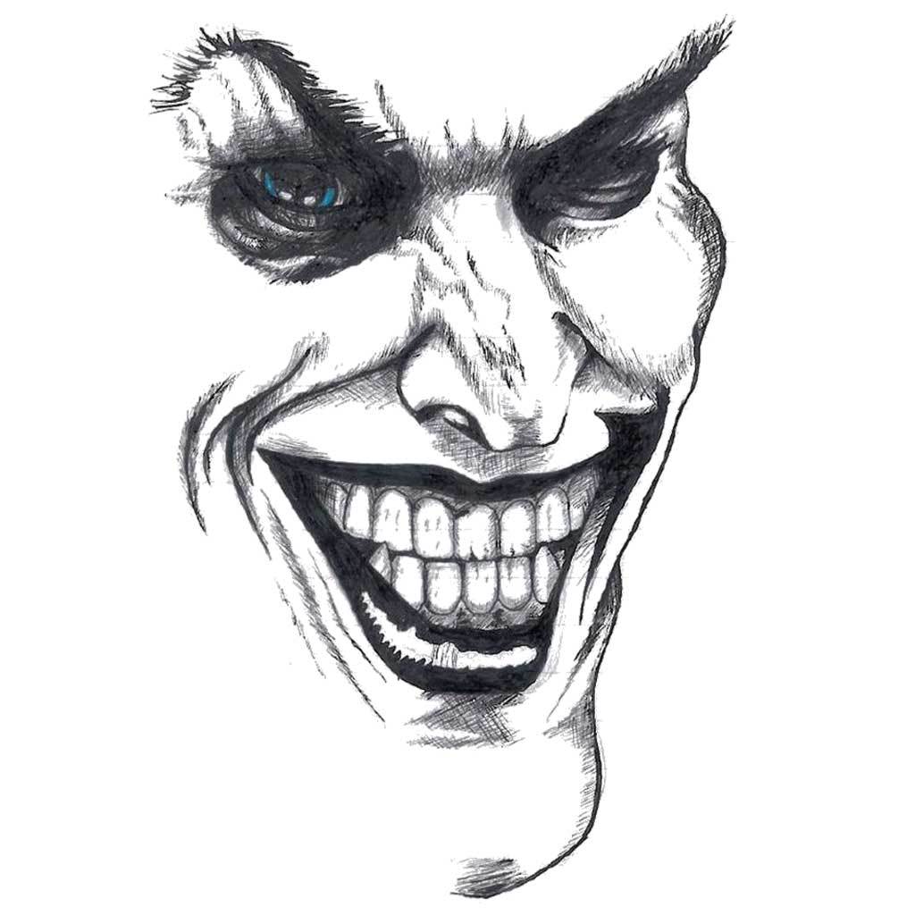 The Joker Face Evil Grin Sketch Temporary Tattoo