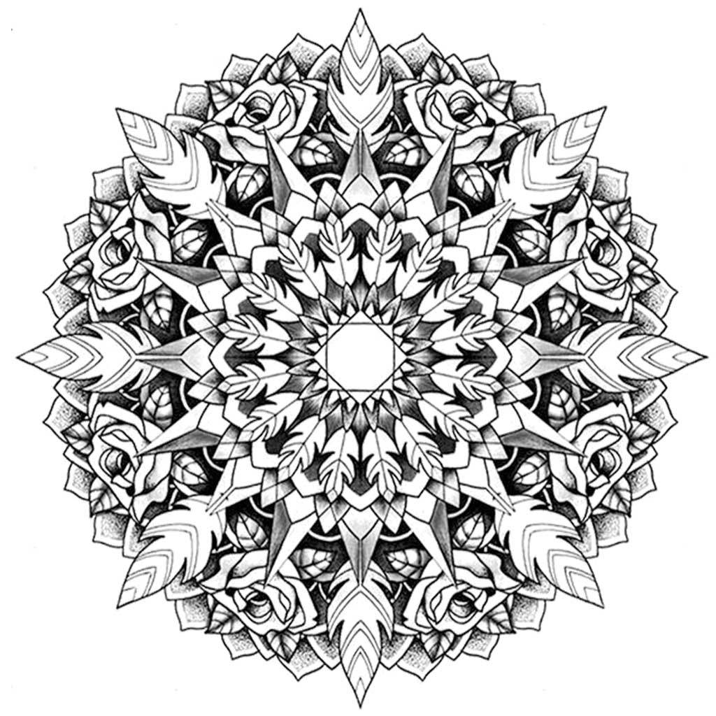 Roses Mandala Temporary Tattoo