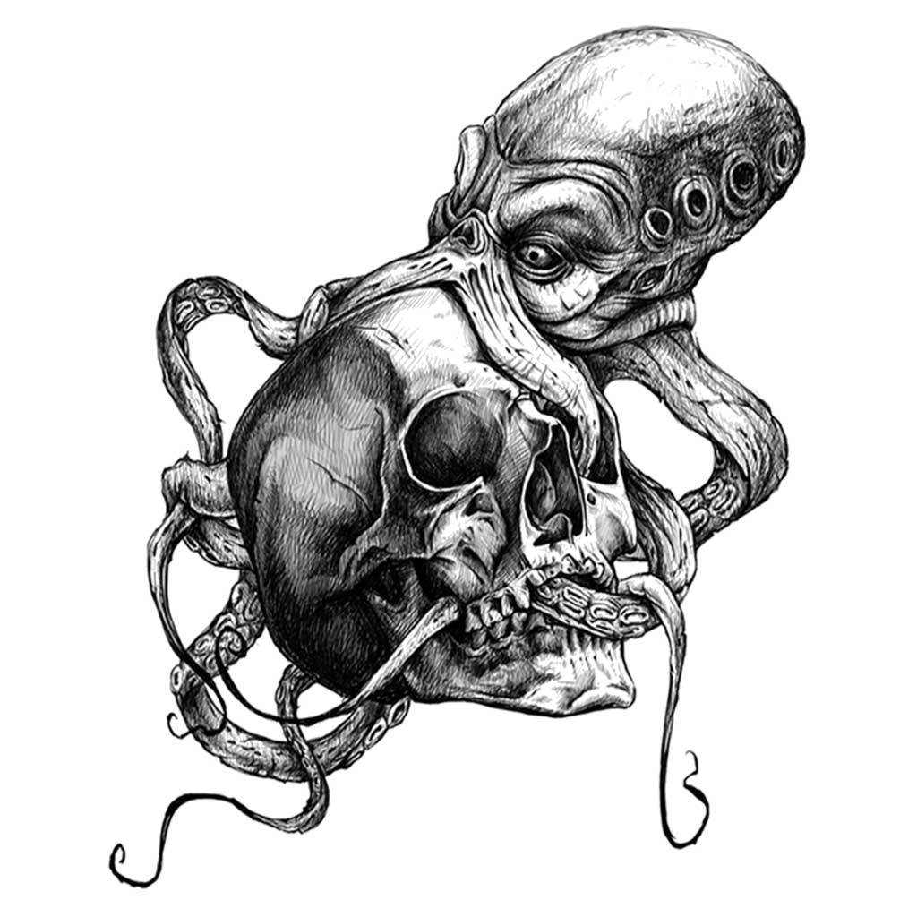Octopus Skull Temporary Tattoo