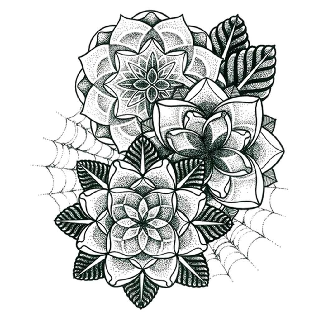 Cobweb Mandalas Temporary Tattoo