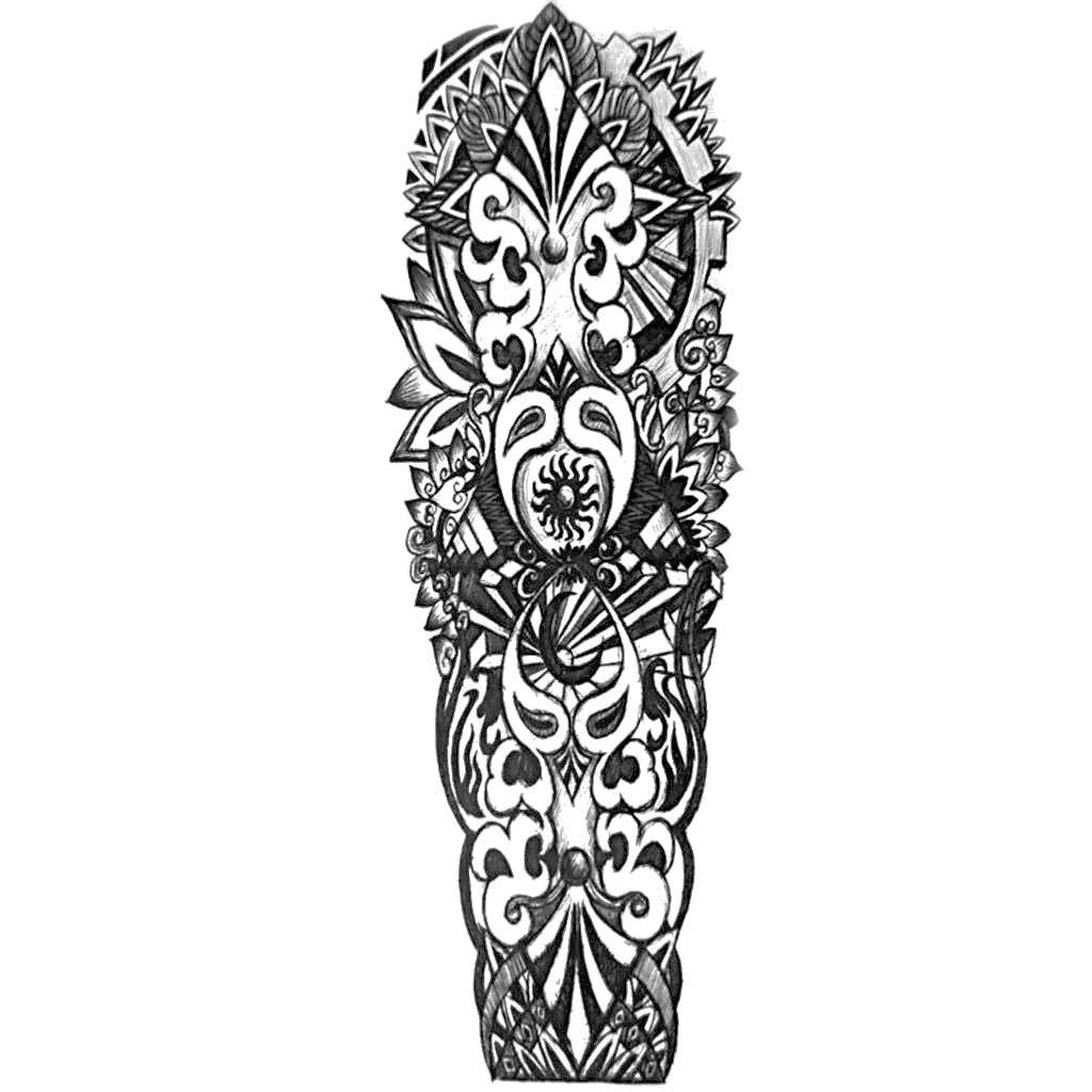 Maori Sun & Moon Polynesian Tribal Temporary Tattoo Sleeve