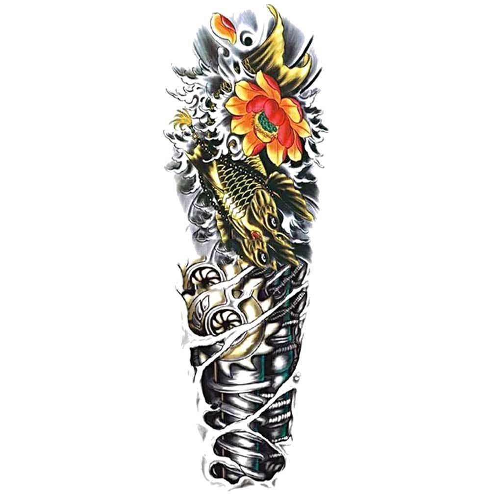 Koi & Lotus Steampunk Temporary Tattoo Sleeve