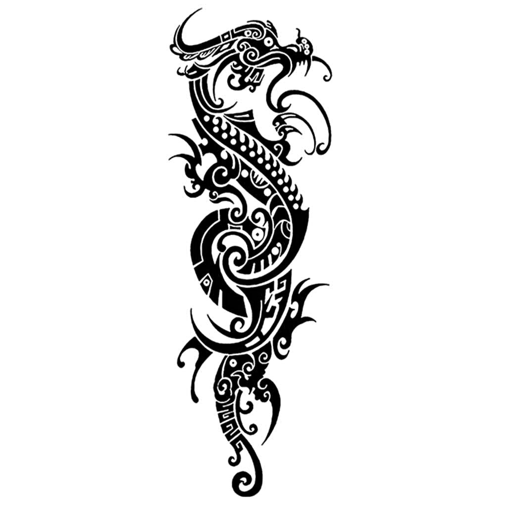 Tribal Dragon Temporary Tattoo Sleeve