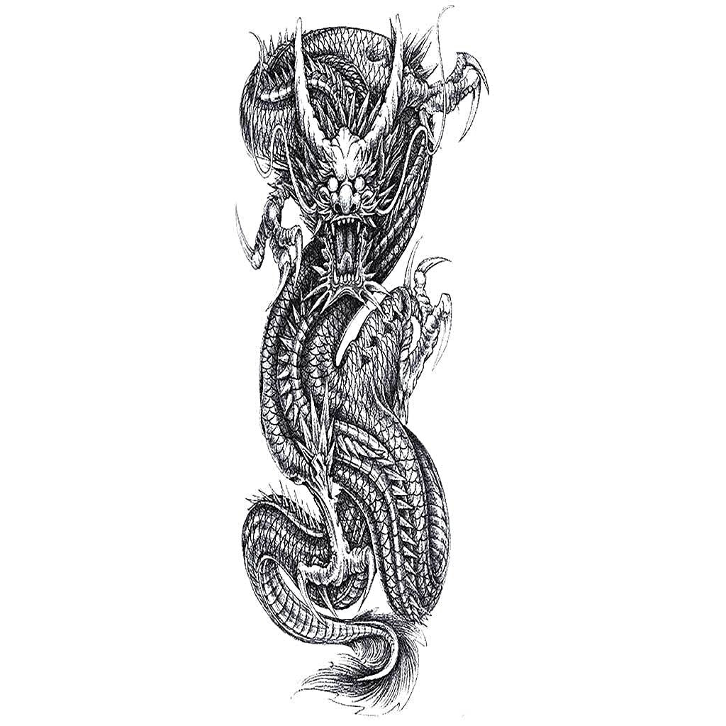 Chinese Dragon Sketch Temporary Tattoo Sleeve