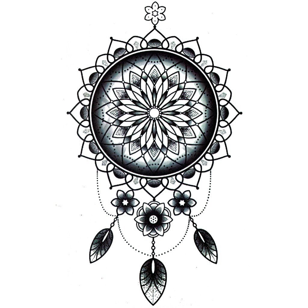 Mandala Flowers Dreamcatcher Temporary Tattoo