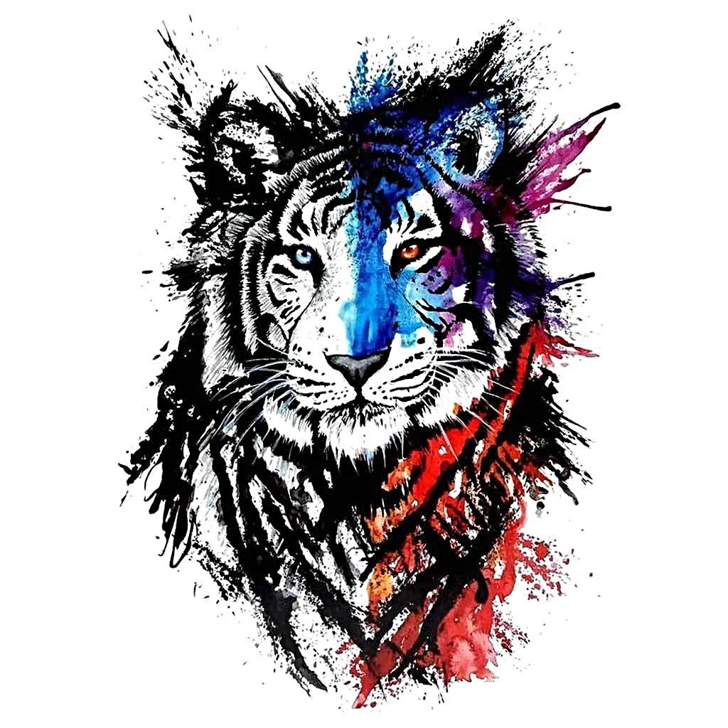Tiger Colour Splash Temporary Tattoo