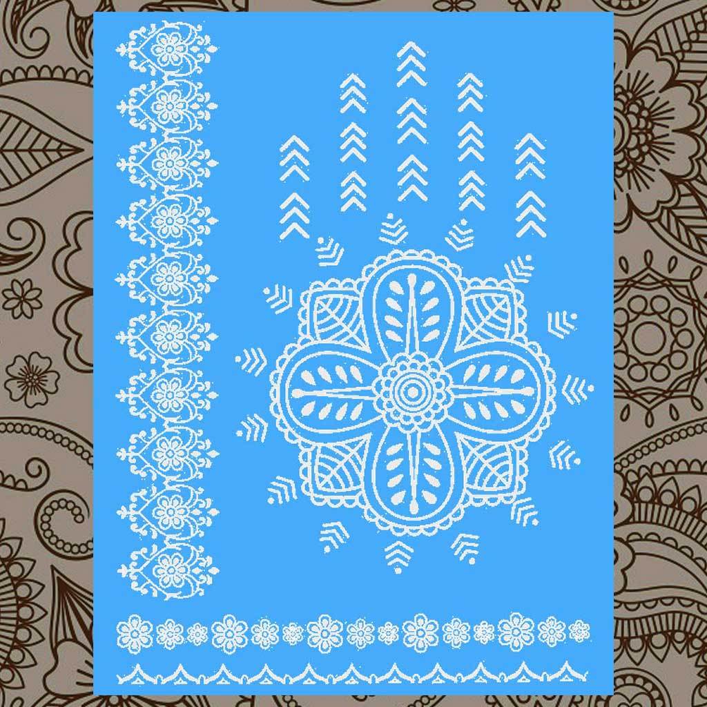 Mandala Plum Blossom White Henna Temporary Tattoo Set Hand