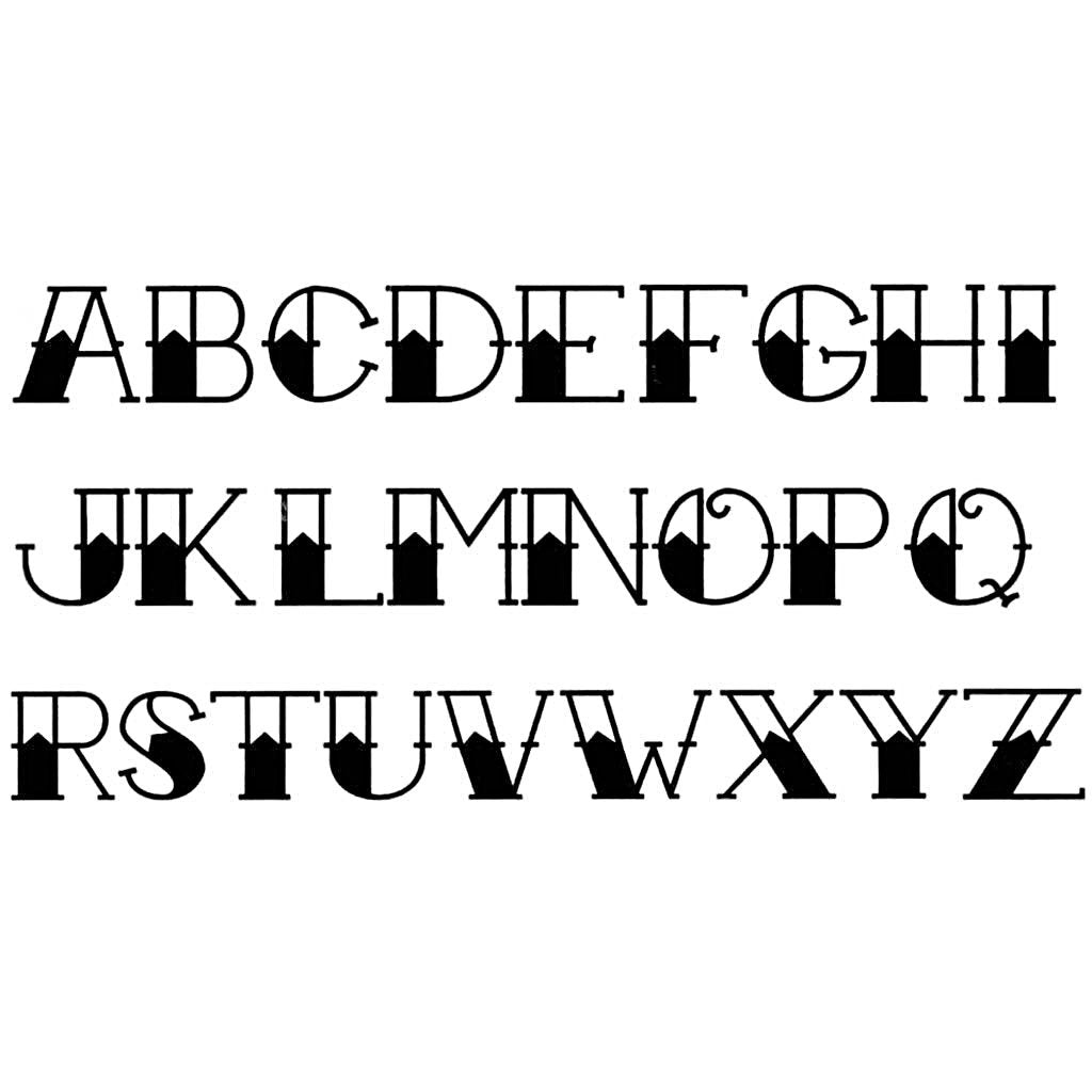 Old School Letters Alphabet Temporary Tattoos